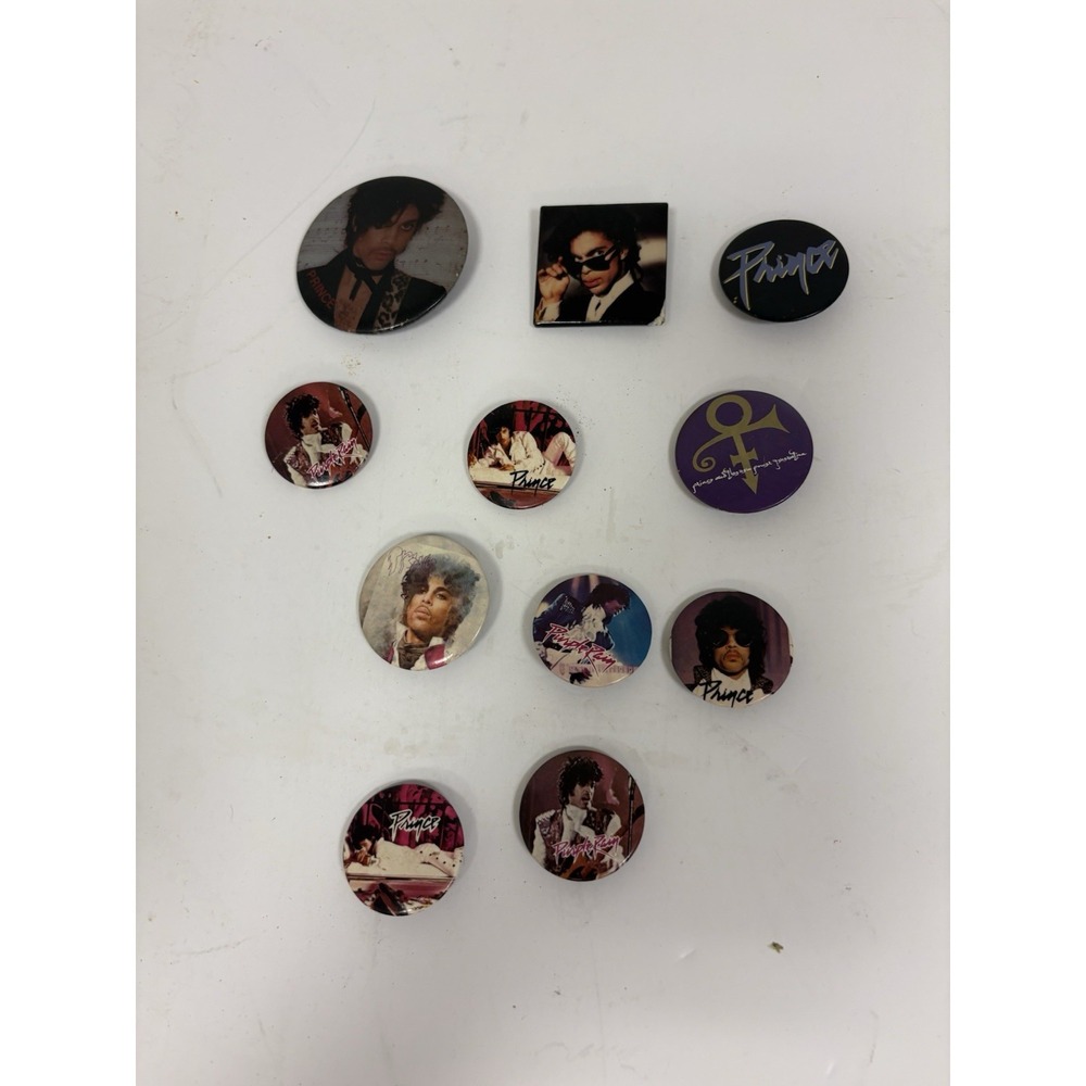 11 VTG Prince Pinback Buttons -Purple Rain, Raspberry Beret , Diamonds & Pearls